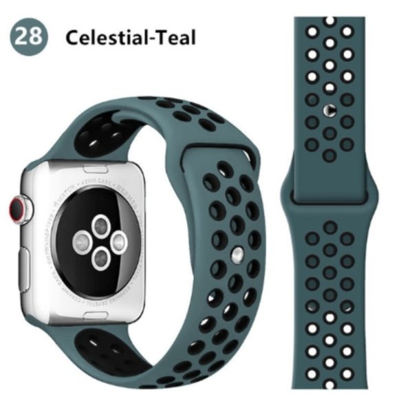 NEW Celestial-Teal Sport Silicone For Apple Watch - Picture 1 of 2